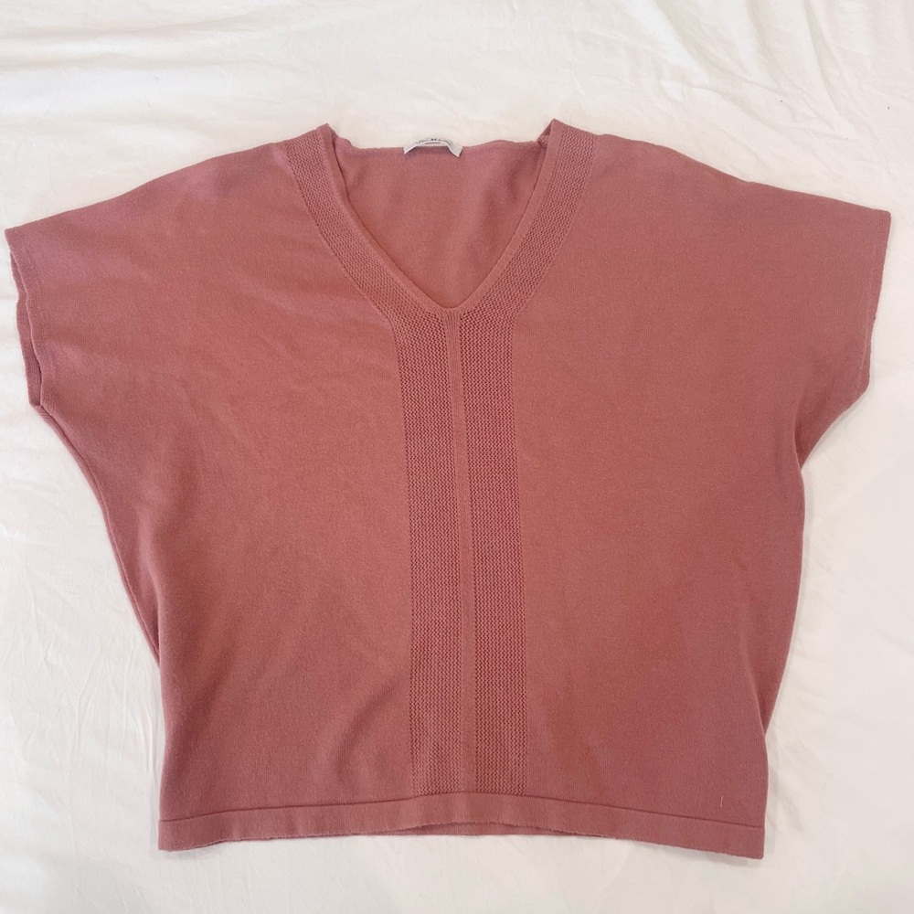 V-Neck Knit Top in Dusty Rose